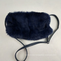 factory wholesale woman's rabbit fur hand warmer shoulder muff bag